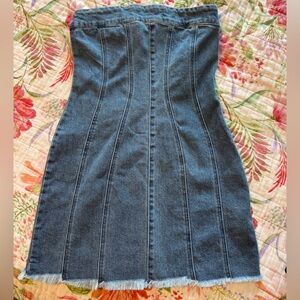 Denim strapless mini dress